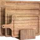 Acacia Wood Cutting Board Set of 3 Non-Toxic & Pre-Oiled Cutting Boards for Kitchen, Chopping Boards with Holder, Juice Groove, Reversible Serving Board, Labeled Icons for Meat Cheese Vegetables