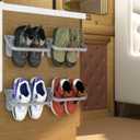 Baffect Hanging Organizer 4 Pieces - Foldable Wall Mounted Rack for Shoes Storage, Holder and Shelf (Gray)