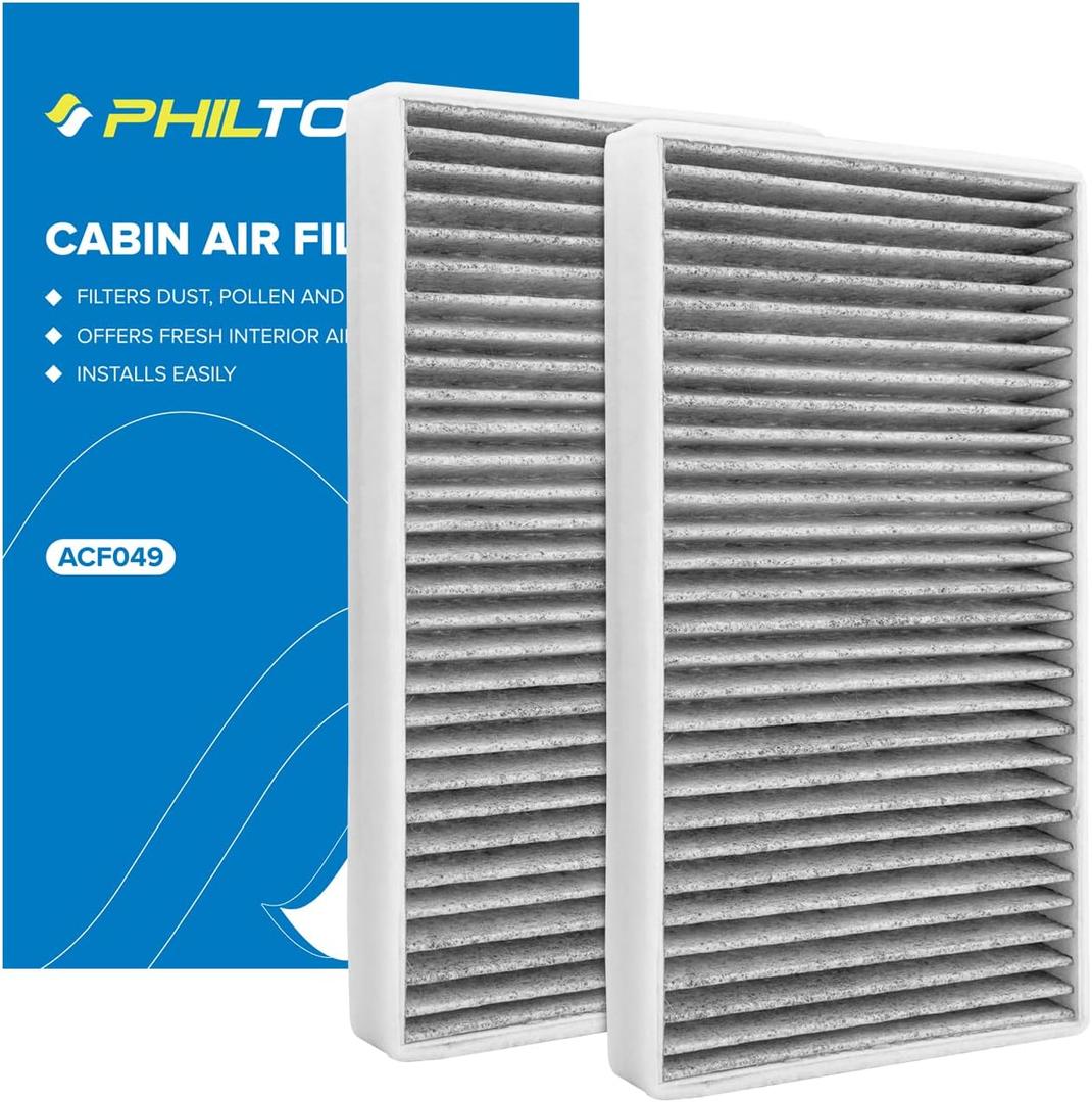 PHILTOP HEPA Cabin Air Filter w/Activated Carbon, Compatible with CF8791A Chevrolet Silverado 1500 1999-2002, Suburban, Avalanche, 2500 HD 3500, Tahoe, GMC Sierra and Cadillac Escalade, Pack of 2