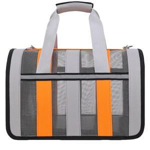 Airline Approved Soft Sided Cat Carrier and Small Dog Crate up to 10lbs - Lightweight Cats Bag Carrier for Pets with Litter Pocket for Kittens and Puppies (Gray and Orange, Small)