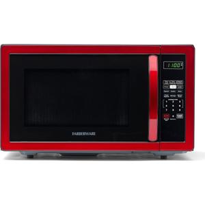 Farberware 1.1 Cu. Ft. Countertop Microwave Oven 1000 Watts Power, Auto Cook Settings, Defrost, Easy Clean and Child Safety Lock - Metallic Red