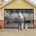 Garage Door Screen for 2 Car Garage 16x7FT, Durable Fiberglass Screen Door Mesh with 6 Roll Up Straps, Heavy Duty Garage Curtain Cover Kit Net Screen for Garage, Patio, Terraces,Gym, Balconies, Porch