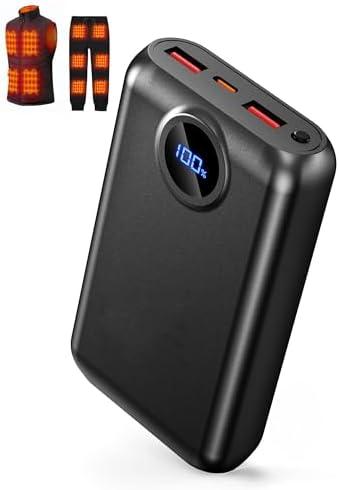 5V 2A/3A 20000mAh Heated Vest Battery Pack Compatible with Soleilwear TIDEWE, PD 22.5W Portable Power Bank for Heated Vests Hoodies, Phones, Camping Chair with Digital Screen (NOT for DC 7.4V/12V)