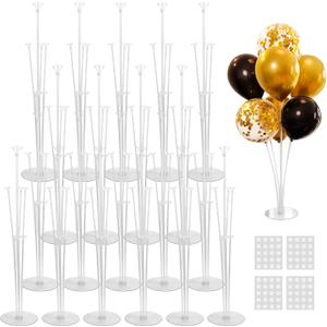 JOYYPOP 20 Sets Balloon Stand Kit, Balloon Sticks with Base Birthday Graduation Party Decorations Wedding (Clear 20 Pack)