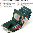 Small Wallet Women RFID Blocking Soft Leather Bifold Compact Card Holder Wallet for Women with Zipper Coin Pocket 4 ID Window