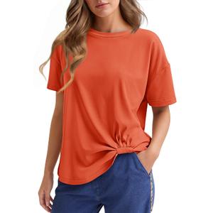 Cicy Bell Womens Summer Casual T-Shirts Loose Fit Twist Front Basic Tees (M)