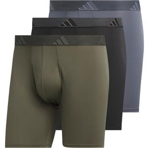 adidas Men's Microfiber Boxer Briefs Underwear (Multipack) Athletic Stretch-Fit (Small, Olive Strata Green/Black/Onix Grey)