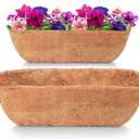 LAVEVE 24 Inches Trough Coco Liner Replacement for Plant Hanging Basket, 2 Pcs Thick Coconut Fiber Liners for Garden Flowers Planter, Window Flower Box, Vegetables Pot
