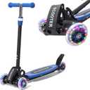 Toddler Scooter, 3 Wheels for Kids 2-7 Year Old LED Lighted, Folding Lean-to-Steer Kids Scooter with 3 Adjustable Handlebar for Boys Girls, Blue