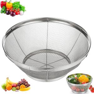 4 Quart Fine Mesh Colander, Extra Fine Mesh Sieve for Kitchen, Perfect for Straining Rice, Pasta, Quinoa, Durable Stainless Steel Colander with Mesh Design for Efficient Straining and Sifting