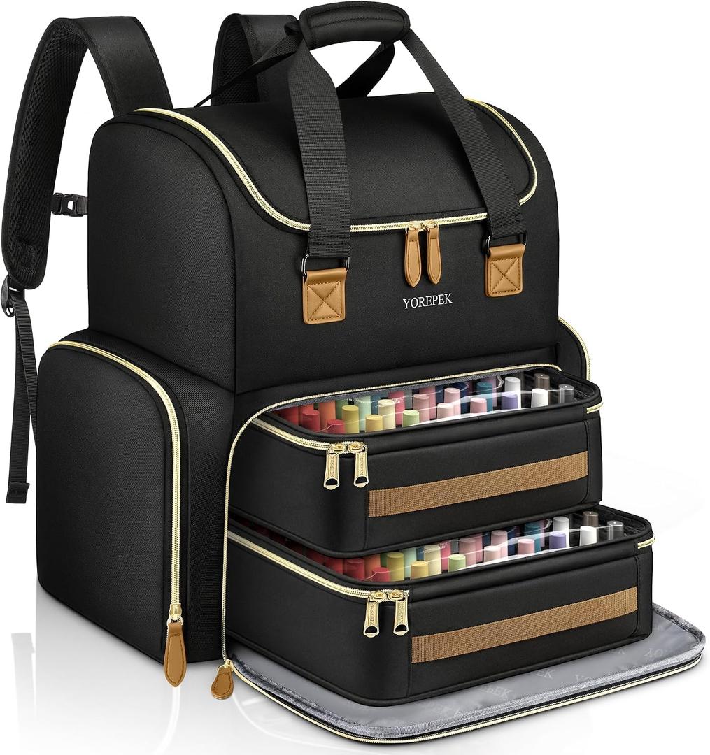 YOREPEK Extra Large Nail Polish Organizer Case Backpack Holds 96 to 100+ Bottles(15ml/0.5 fl.oz) UV Nail Lamp,Nail Organizers and Storage with 2 Removable Pouches Fits Nail Stuff,Gift for Manicurist