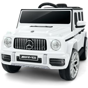 ELEMARA Licensed Mercedes-Benz AMG G63 Ride on Toys,Electric Car for Kids W/Parents Control,Electric Powered A Wagon Ride On Truck Toy,Spring Suspension,Bluetooth,Flickering Lights/LED Lights, White, Extra Large