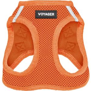 Best Pet Supplies Voyager Step-In Air Dog Harness - All Weather Mesh, Reflective, No Pull Harness for Small, Medium Dogs, Cats - Secure with Hook & Loop Fastener, Buckle, Double D-Rings - Orange, XXS 