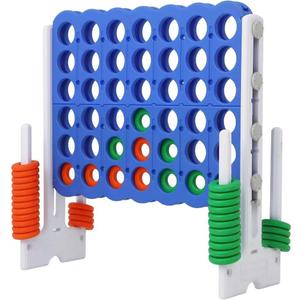 Giant 4 Connect in a Row Game, Height Adjustable Jumbo Yard Games for Kids and Adults Outdoor Play, Backyard Large Four Connect Floor Games, Patent Authorized (Blue/White)