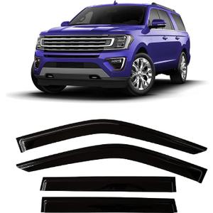 Tape-On Windows Visor 4-Piece for 2018-2024 Ford Expedition Rain Guards Shield Shade Smoke 94785 (black)