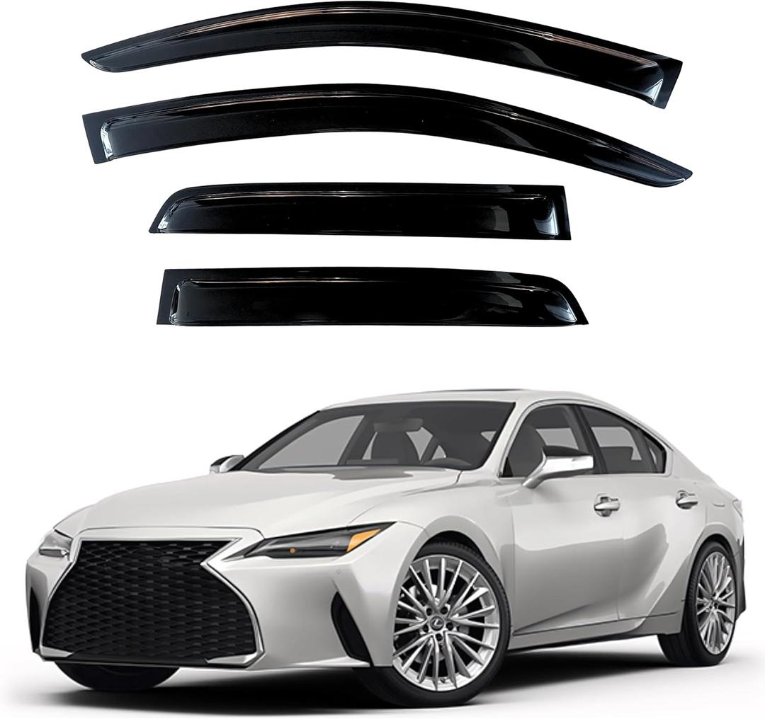 KPY Rain Guards Fit for 2021-2025 Lexus IS300 IS350 IS500, Out-Channel Window Visors Vent Wind Deflectors 4PC, Car Accessories for 21-25 Lexus is Series