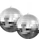 Youdepot 6-Inch Disco Ball 2-Pack  Silver Hanging Mirror Balls with String, Reflective Disco Ball Decor for Disco Party Decorations, Disco Christmas Decor, Home DIY, Weddings & Indoor/Outdoor Events