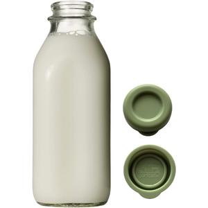 Jartastix Silicone Replacement Caps | 48mm Diameter Bottle Lids That Fit Perfectly Stanpac & Libbey Milk Glass Bottles | Reusable, Long-Lasting and Easy to Clean Bottle Caps (Green, 2 Pack)