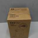 EKO Mini Desk Trash Can with Swing-Top Lid 0.4 Gallon Small Table Round Wastebasket for Office, Home, Car (Blue)