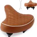 Geometric Pattern Bike Saddle for Boys, High-Resilience Sponge, Durable Plastic & Iron Frame, Fits 12-18 Inch Boys' Bikes (Brown)