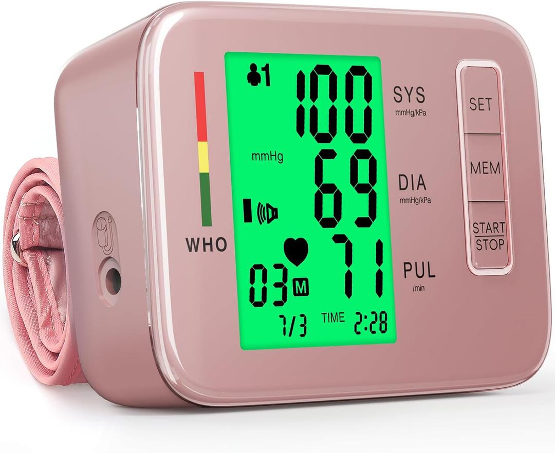 Blood Pressure Monitor,Pink Blood Pressure Machine Bp Cuff Automatic Upper Arm with 8.7-16.5 inches Adjustable Automatic High Blood Pressure Cuff for Home Use 2 x 90 Sets Memory (Pink BP Cuff)