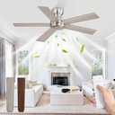 Fanbulous 42 Inch Flush Mount Ceiling Fans no Light, Brushed Nickel Modern Ceiling Fans, 6-Speeds, Quiet Reversible DC Motor, Outdoor/Indoor Ceiling Fan for Patios, Living Room, Bedroom