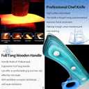 XYJ Authentic Since 1986,Heavy Duty Large Meat Cleaver,Serbian Chef Butcher Knife with Case,Chefs Vegetable Kitchen Knife,Full Tang for Outdoor Camping,Wood Handle with Sheath (Blueish Green Wood)