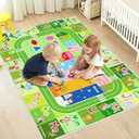 BATATADOCE Alphabet Rugs for Kids Playroom - Educational Rug with ABC Alphabet, Animals Colors, ABC Rugs for Children Playroom Cartoon Kids Play Mat for Bedroom Decor, Green, 2.5x4 Feet