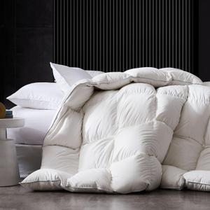 Feather Down Comforter King Size, King Down Duvet Insert, 104x90 Feather Comforter (White)