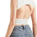 SUUKSESS Women Sexy Backless Tank Top Going Out Double Lined Y2k Basic Crop Tops (Large, 01 Cream White)