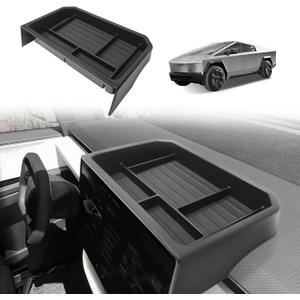 BestEvMod Center Console Screen Dash Organizer Compatible with Tesla Cybertruck 2025 2024 Pickup Dashboard Organizer Back Storage Box Tray Custom fit (Screen Back Tray - ABS)
