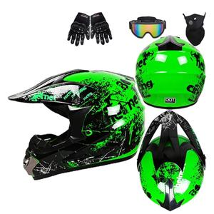 DOT Approved Adult Street Dirt Bike Motorcycle Helmet Downhill Full Face Off-Road Bike ATV Moped Racing Motocross Helmet Set with Goggles Gloves Mask for Youth Men Women Outdoor Riding