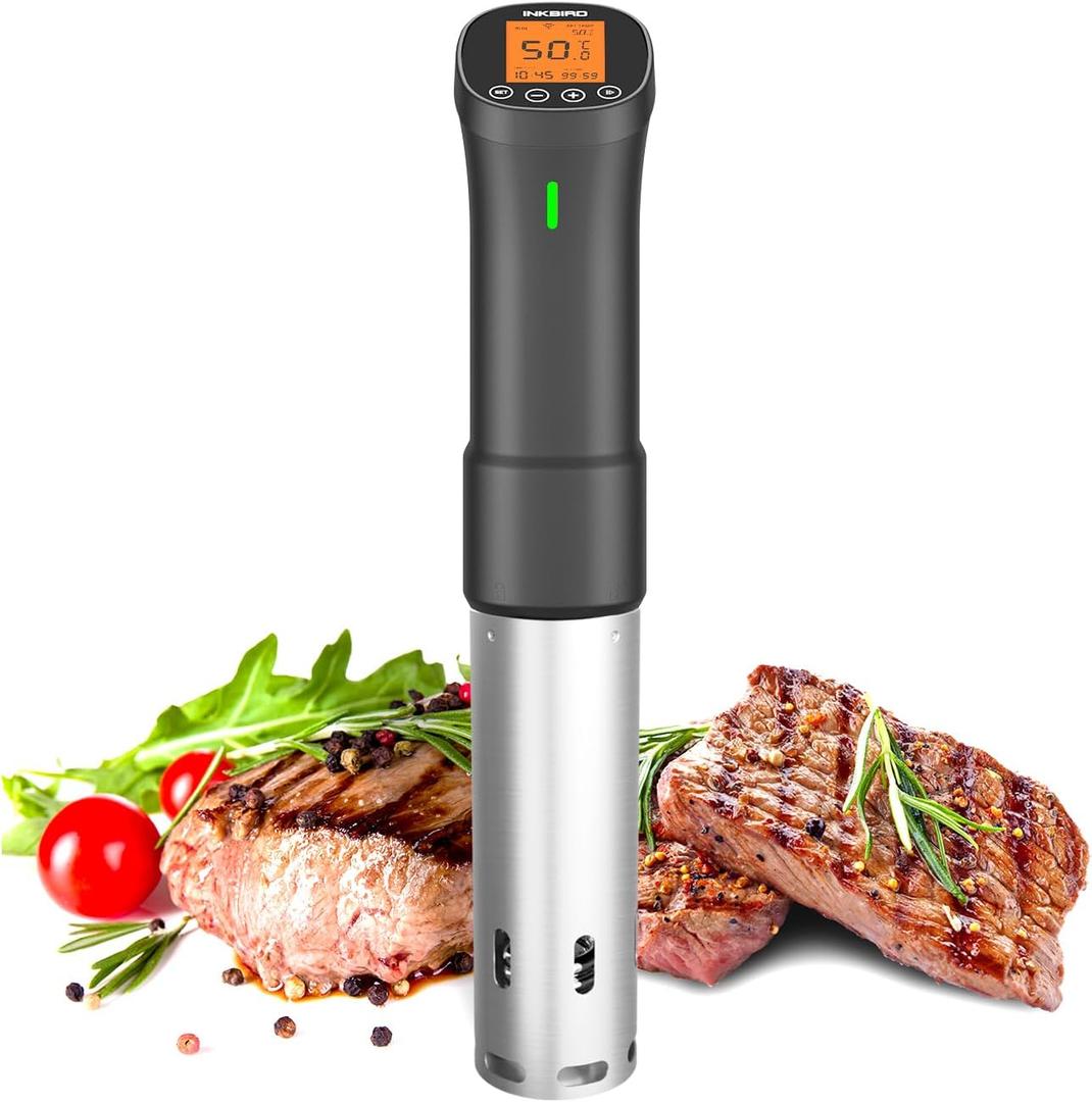 INKBIRD 2.4G Wifi Sous Vide Cooker ISV-200W, 1000W Sous Vide Machine, Remote Control Immersion Circulator with APP Recipes Timer Alarm Mobile Notification 3D Water Heating Ultra-Quiet