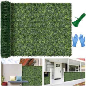Artificial Boxwood Backdrop Roll: 48"x120" (40 sqft) UV-Anti Greenery Faux Grass Hedge for Indoor Outdoor Green Wall Decor, Patio Privacy Screen, Garden Fence Covering
