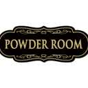 Powder Room Sign, Premium Durable Frosted Acrylic Material, Super Strong Self-Adhesive, Quick Installation, Suitable For Home, Office And Commercial Bathroom (9 * 3.5 Inches, Black/Gold)
