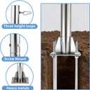 Sun Shade Sail Poles, 12ft Stainless Steel Post Kit Support Awning Canopy 2.36" Diameter Screw-Mounted Heavy Duty with Concrete basing Bracket for Patio Garden Deck (Silver, 12ft,1Pack)