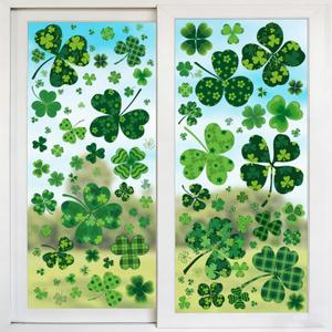4 x 118Pcs St. Patrick's Day Decorations Window Clings, 9 Sheets Shamrocks, Gnome, Leprechaun Hat & Gold Coin St. Patrick's Day Window Stickers, Irish Window Decorations for Home & Party Supplies