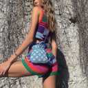 Women Sleeveless Bodycon 2Pcs Knitted Shorts Set Strap Crop Top Cami High Waist Shorts Summer Tracksuits Streetwear (S)