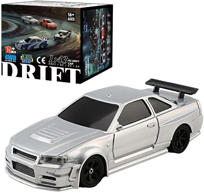 1/43 RC Drift Car with Gyro Mini Drift RC Car 4WD Remote Control Sport Vehicle with Drifting and Racing Tires ESP Gyroscope Proportional Throttle Steering Indoor Hobby Toy RTR for Adult