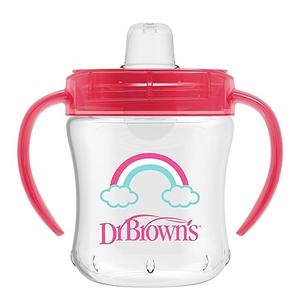 Dr. Brown's Milestones Soft Spout Sippy Cup with Handles, BPA-Free, Pink Rainbow