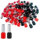 100 Pcs 4 AWG Ferrule Connectors Ends Insulated Cable Ferrule Crimp Terminal for Car Audio, Electronics, Communication Equipment (Black+Red)