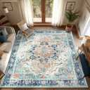 Topllen Washable Area Rug - Area Rug 6'x9' Boho Soft Living Room Rug, Non-Slip Large Area Rugs Indoor for Dining Room Livingroom Bedroom, Vintage Rug (Multi, 6x9ft)