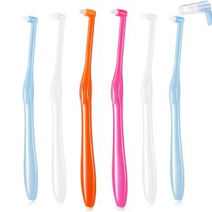 Patelai 6 Pieces End Tuft Toothbrush Single Tufted Toothbrush Soft Interdental Brushes Tooth Stain Remover for Implants Teeth Detail Cleaning Tooth Stain (Bright Colors)