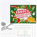 NACHLYNN Shrinky Plastic Sheets Kit 171Pcs Christmas Heat Shrink Sheets Shrinky Art Dink Keychain Kit for Kids Crafts Making Party Favors Supplies (Christmas)