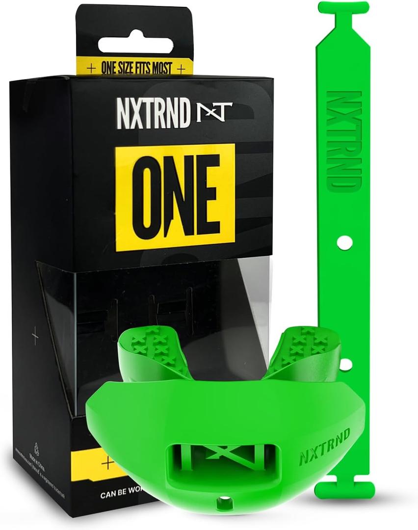 Nxtrnd One Football Mouth Guard, Strap Included, Fits Adult & Youth (Green)