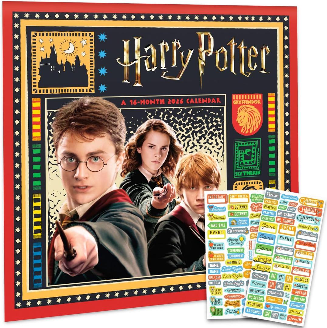 Harry Potter Calendar 2026 - Deluxe 2026 Wizarding World of Harry Potter Hogwarts Wall Calendar Bundle with Over 100 Reminder Stickers (Muggle Gifts, Office Supplies)