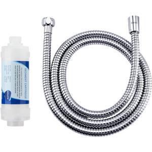 Klabb stainless steel Shower Hose With Filter Element, 59 Inches Chrome Handheld Shower Head Hose With Brass insert and nut. replace shower hose with 1/2" NUT
