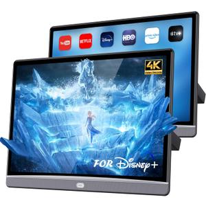 13.3" Car TV Headrest Monitor for Back Seat, 4K Android Tablet Portable Rear Entertainment System, Support Phone Wireless Mirror Link Touch Screen, with WiFi/HDMI/USB/Video Player, 4G+64G