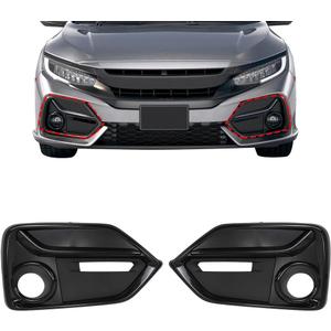 Front Driver and Passenger Side Fog Light Covers Bumper Trim Compatible with Honda Civic Hatchback 2017 2018 2019 2020 2021 Black