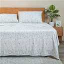 RUVANTI Flannel Sheets King Size - GOTS Certified 100% Organic Cotton, 4 Piece Warm, Soft & Breathable Set, Deep Pocket Snug Fit, Double Brushed Cozy All Season Bedding, Linen Blooms